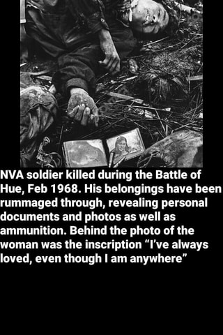 NVA soldier killed during the Battle of Hue, Feb 1968. His belongings ...