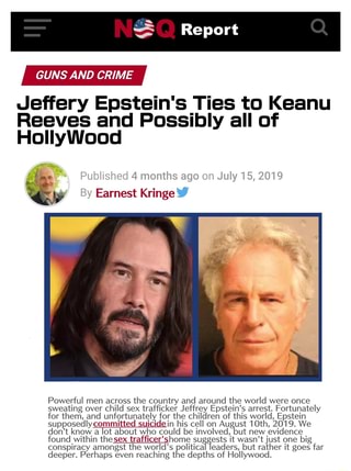 GUNS AND CRIME Jeffery Epstein's Ties to Keanu Reeves and Possibly all