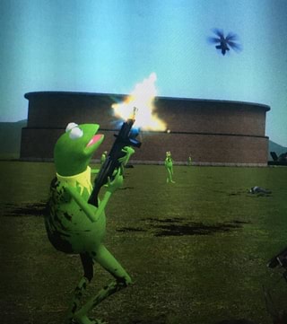 wizard kermit with a gun