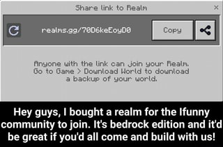 Anyone with the link can Join your Realm, Go to Game  