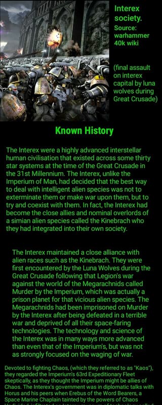 Interex Source Warhammer Wolves During Great Crusade Known History The Interex Were A Highly Advanced Interstellar Human Civilisation That Existed Across Some Thirty Star Systems At The Time Ofthe Great Crusade - imperium roblox wiki