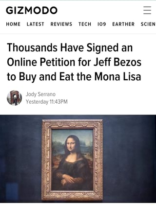 Petition urging Jeff Bezos to buy and eat the Mona Lisa gains steam