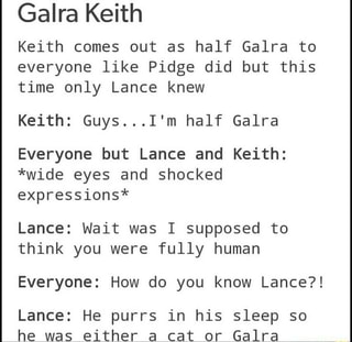 Galra Keith Keith comes out as half Galra to everyone like Pidge did ...