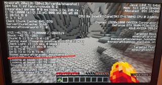 Java 1 80 51 64bit Y 19x 1080 Nvidia Corporation 11 46 8 Nvidia 399 24 A Minecraft 28w13b 28u13b Vanilla Snapshot 4 Fps T Inf Fancy Clouds B 2 I E E T Client Chunk Cache 841