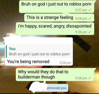 Bruh On God Ijust Nut To Roblox Porn This Is A Strange Feeling 9 28 Pm I M Happy Scared Angry Dissapointed Ifunny - nut roblox