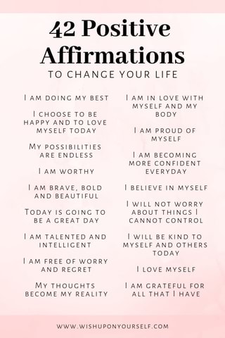 42, Positive Affirmations TO CHANGE YOUR LIFE I AM DOING MY BEST I ...