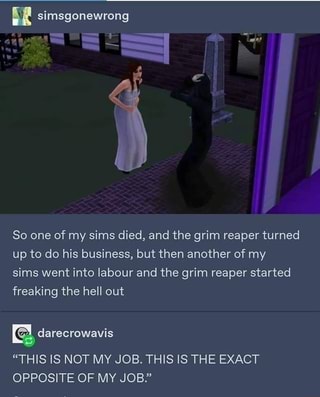 So one of my sims died, and the grim reaper turned up to do his