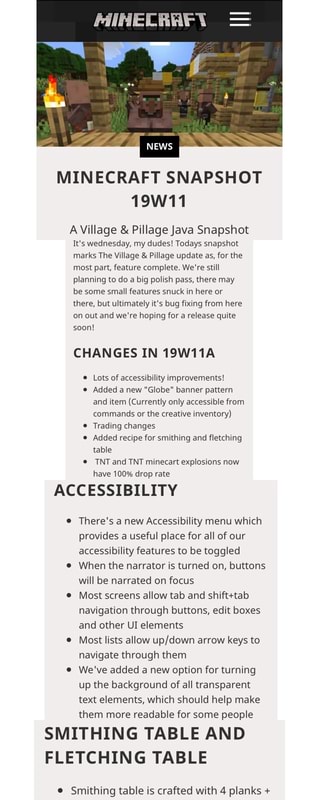 Minecraft Snapshot 19w11 A Village Pillagejava Snapshot It S