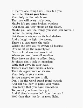 I_f there's one thing that I may tell you Let it be: You are you: home ...