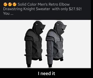 men's hoodie retro elbows drawstring solid