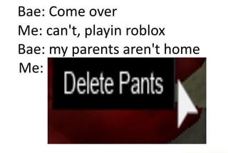 Baez Come Over Me Can T Playin Roblox Bae My Parents Aren T Home M Delete Pants Ifunny - roblox is bae