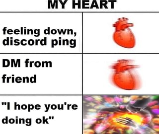 My Heart Feeling Down Discord Ping Dm From Friend I Hope You Re Doing Ok Ifunny