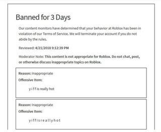 Roblox Banned For 3 Days