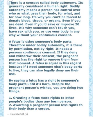 There is a concept called body autonomy. Its generally considered a
