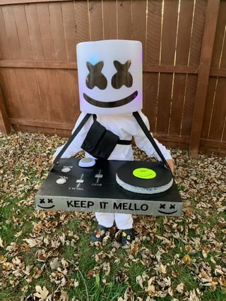 Son wanted to dress up as Marshmello for Halloween so my wife made this ...