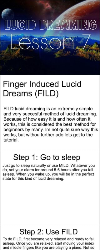 Finger Induced Lucid Dreams Fild Fild Lucid Dreaming Is An