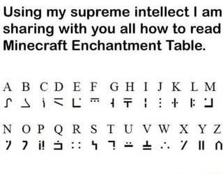 Using My Supreme Intellect I Am Sharing With You All How To Read Minecraft Enchantment Table Ifunny