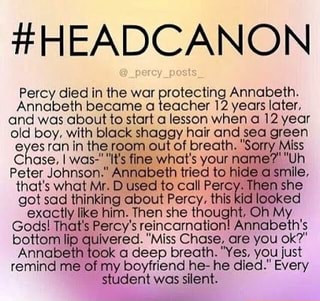 #HEADCANON Percy died in the war protecting Annabeth. Annabeth became a ...