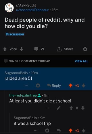 .? Dead people of reddit, why and how did you die? Discussion At least ...