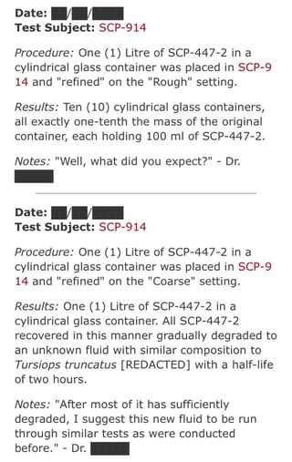 Dªte Test Subject Scp 914 Procedure One 1 Litre Of Scp