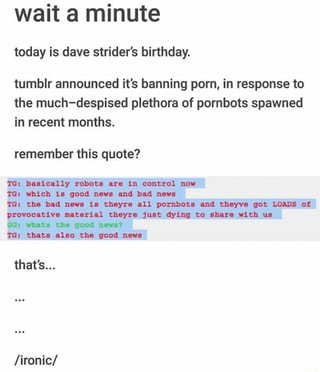 Dirk Strider Porn - Today is dave strider's birthday. tumblr announced it's ...