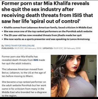 320px x 323px - Former porn star Mia Khalifa reveals she quit the sex ...