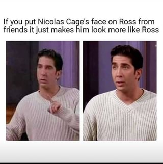 If you put Nicolas Cage's face on Ross from friends it just makes him ...