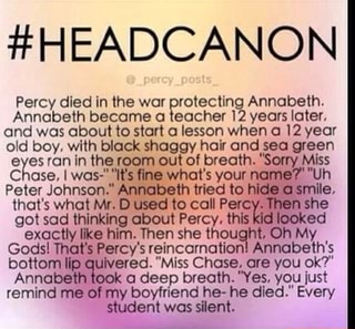 #HEADCANON Percy died in the war Iotecting Annobelh, Annabeth become a ...