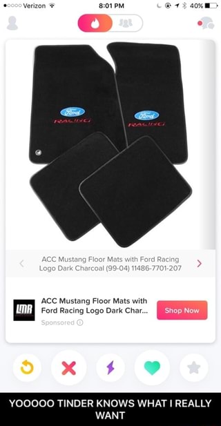 Acc Mustang Floor Mats Wwth M Ford Racing Logo Dark Char 00000
