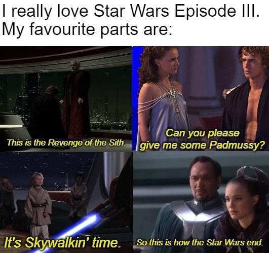 I really love Star Wars Episode III. My favourite parts are: = h/ Can ...