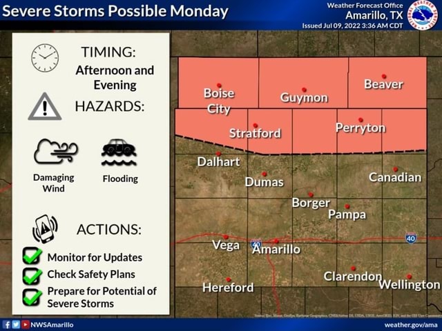 Severe Storms Possible Monday TIMING: Afternoon and Evening A HAZARDS ...