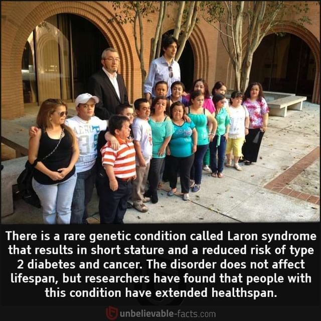 There is a rare genetic condition called Laron syndrome that results in