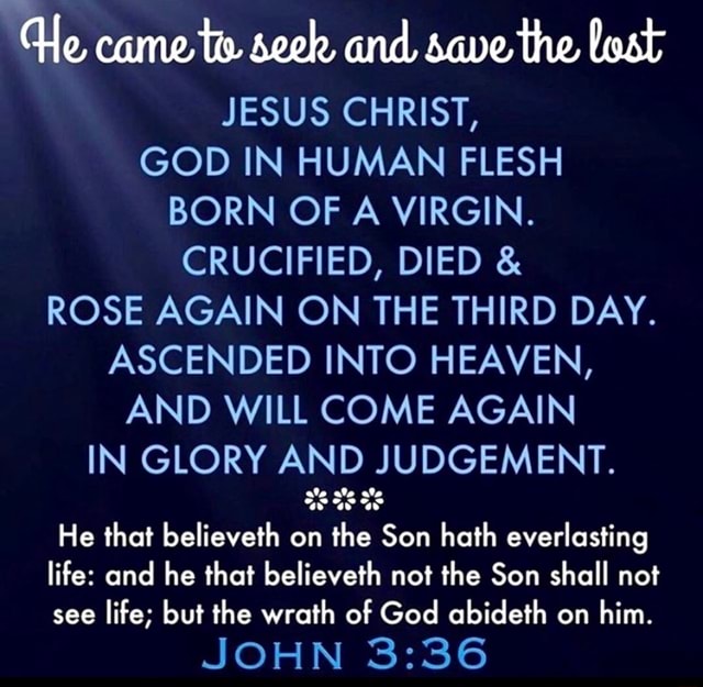 He came seek and save the best JESUS CHRIST, GOD IN HUMAN FLESH BORN OF ...