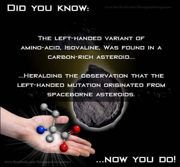 DID YOU KNOW THE LEFTHANDED VARIANT OF AMINOACID, ISOVALINE, WAS FOUND IN A CARBONRICH