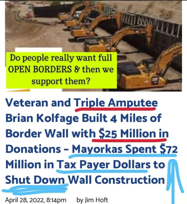 Do people really want full OPEN BORDERS & then we support them? Veteran