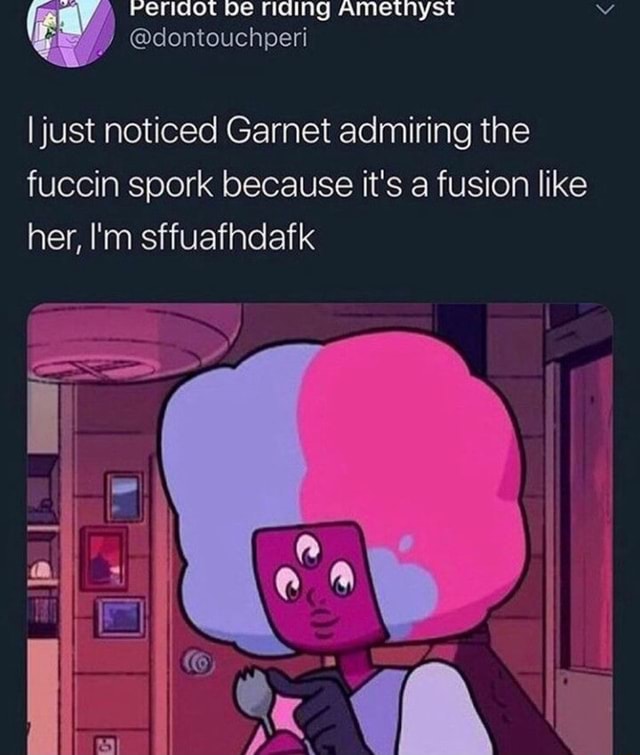 Perldot be riding Amethyst @dontouchperi Ijust noticed Garnet admiring ...