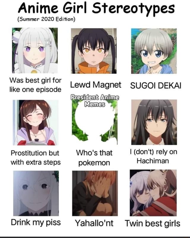 Anime Girl Stereotypes (Summer 2020 Edition) Was best girl for like one ...