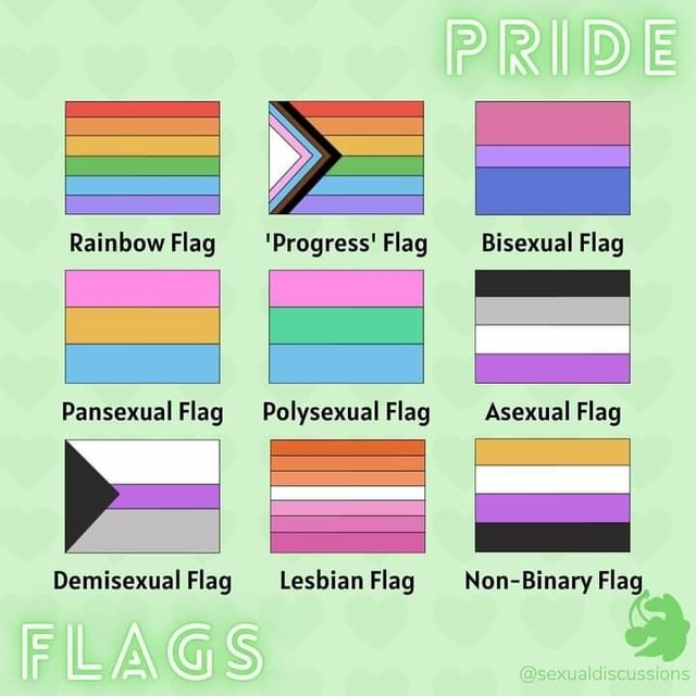 Rainbow Flag Progress' Flag Pansexual Flag Polysexual Flag Lesbian Flag ...