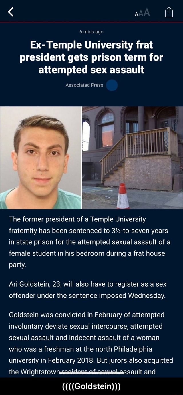 6 Mins Ago Ex Temple University Frat President Gets Prison Term For Attempted Sex Assault