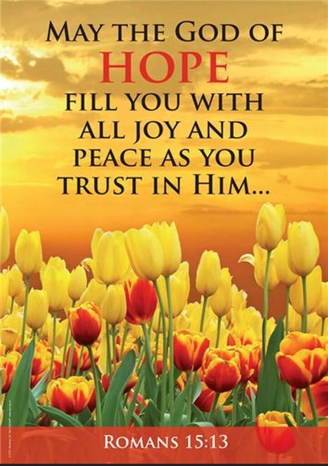 MAY THE GOD OF HOPE FILL YOU WITH ALL JOY AND PEACE AS YOU TRUST IN HIM ...