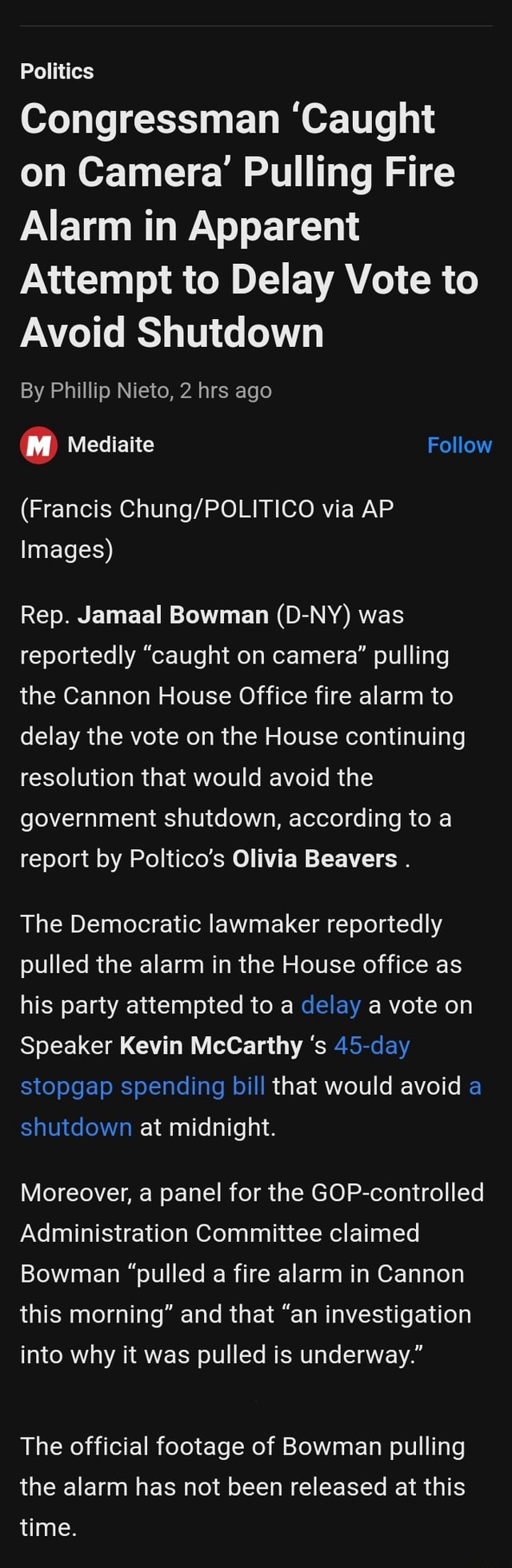 Politics Congressman 'Caught On Camera' Pulling Fire Alarm In Apparent ...