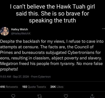 I can't believe the Hawk Tuah girl said this. She is so brave for