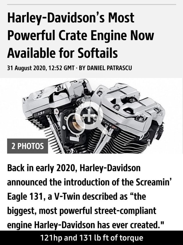 HarleyDavidson's Most Powerful Crate Engine Now Available for Softails