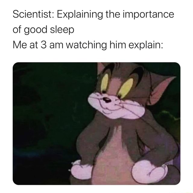 Scientist: Explaining the importance of good sleep Me at 3 am watching ...