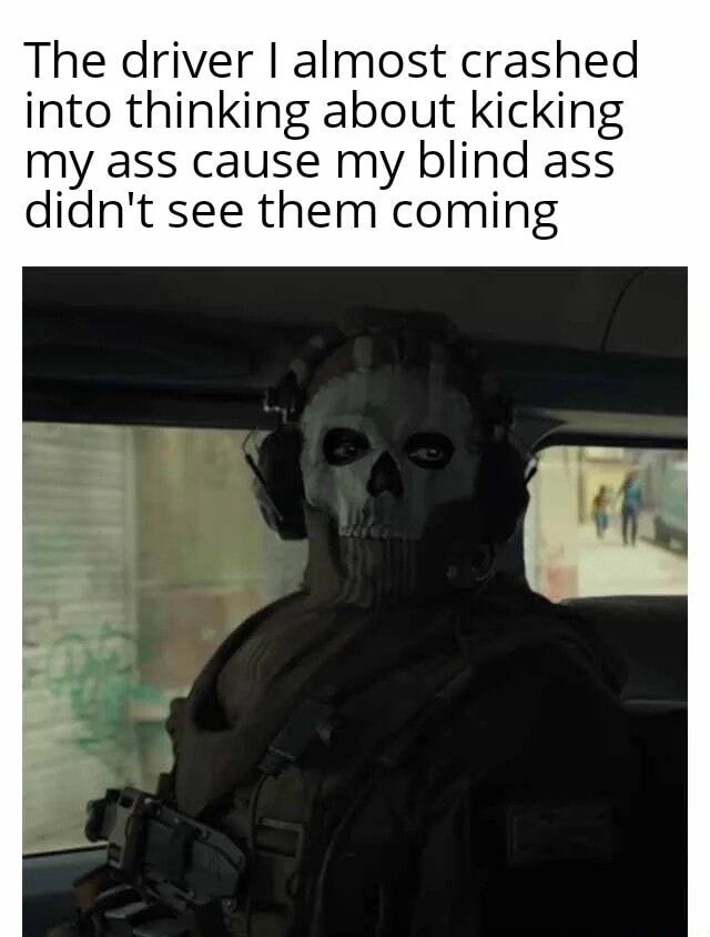 The driver I almost crashed into thinking about kicking my ass cause my