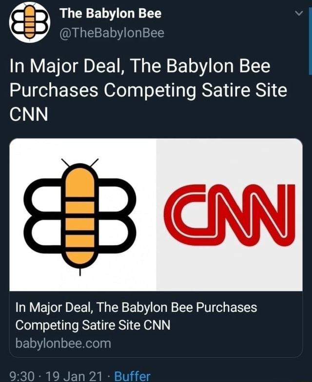 The Babylon Bee @TheBabylonBee In Major Deal, The Babylon Bee Purchases ...