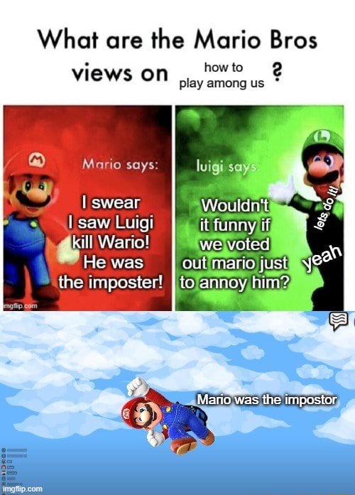 What are the Mario Bros views on now Mario says: luigi swear Wouldn't ...