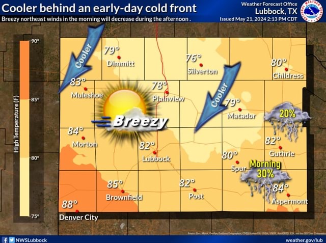 Cooler behind an early-day cold front Breezy northeast winds in the ...