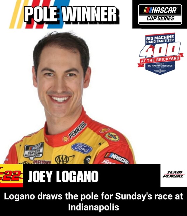 CUP SERIES 2 JOEY LOGANO Logano Draws The Pole For Sunday's Race At ...