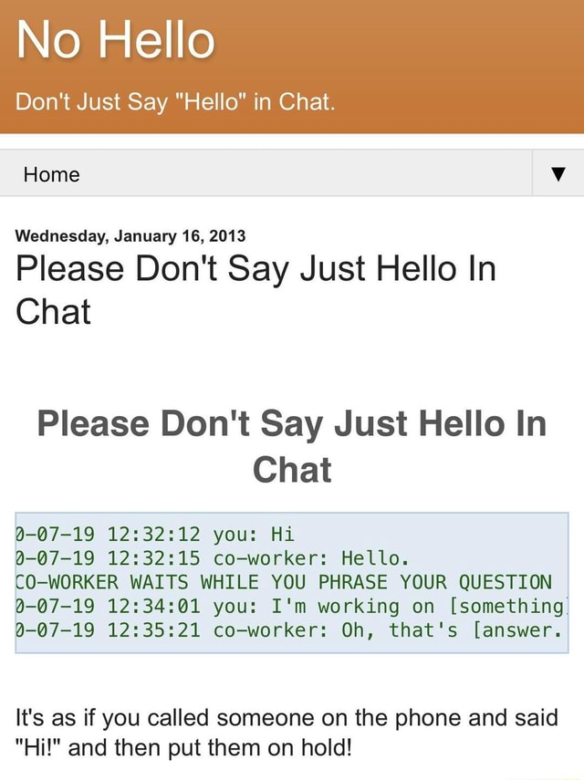 Please Don't Just Say Hello in Chat - KKARENISM